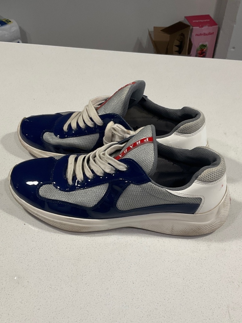 Men's Blue and White Prada Sneaker - Picture 6 of 11